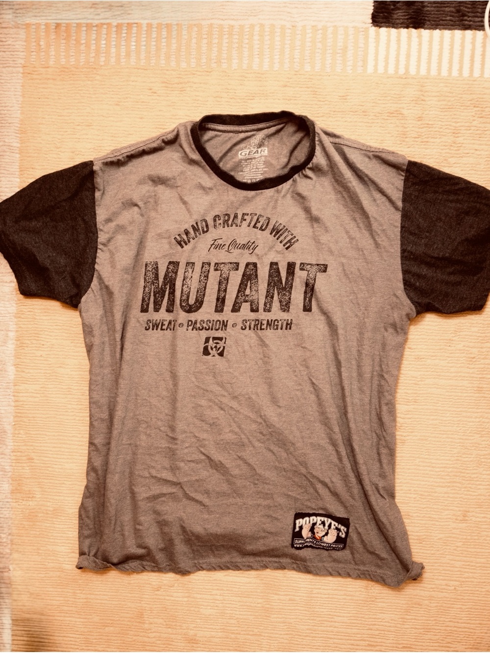 Mutant Graphic Raglan T-Shirt - Gray with Black Sleeves